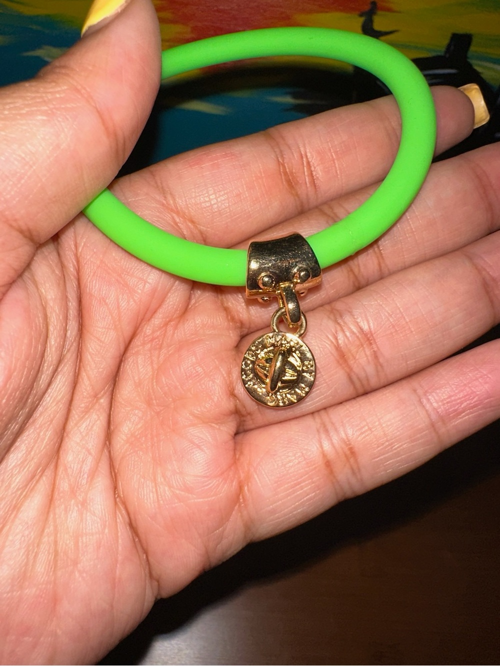 Marc by Marc Jacobs Gold Charm Neon Green Silicone Bracelet